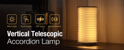 Lámpara Vertical de Papel Plegable con Asa 🌟 Luz Cálida Recargable y Altura Ajustable - Imagen 12