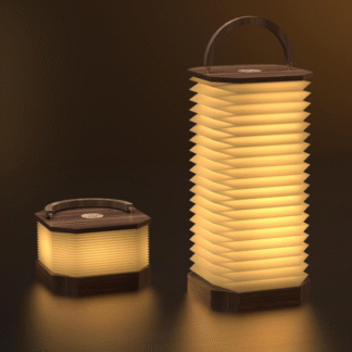 Lámpara Vertical de Papel Plegable con Asa 🌟 Luz Cálida Recargable y Altura Ajustable