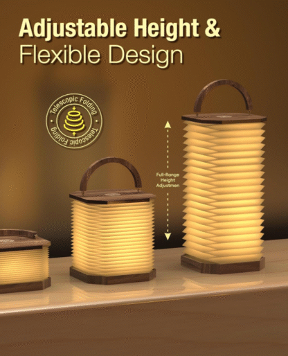 Lámpara Vertical de Papel Plegable con Asa 🌟 Luz Cálida Recargable y Altura Ajustable - Imagen 7
