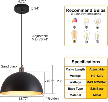Lámpara Colgante Industrial Moderna de 35 cm en Negro y Blanco 🎨💡 - Imagen 2