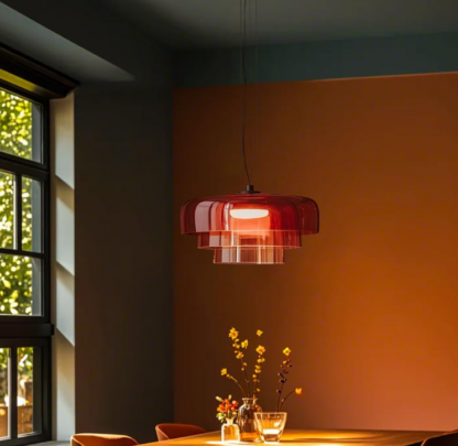 Lámpara colgante de vidrio estilo mid century color naranja de 42 cm - Imagen 5