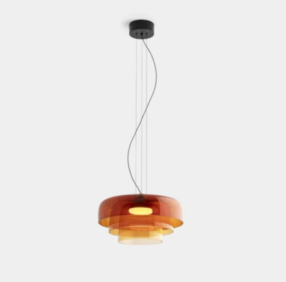 Lámpara colgante de vidrio estilo mid century color naranja de 42 cm - Imagen 6