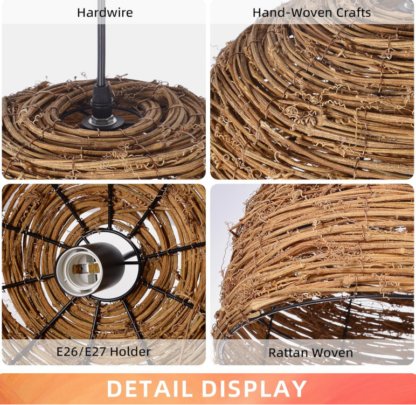 Lámpara Colgante de Rattan de 40 cm 🌾✨ Estilo Boho Costero Artesanal - Imagen 2