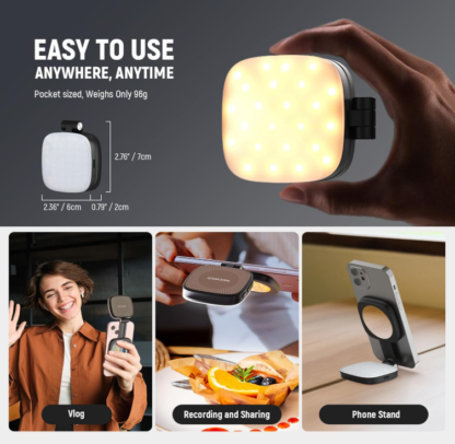 Luz de Selfie Magnética Mini con Espejo HD, 48 LEDs, 360° Rotación y Base Ajustable 🌟📱💡 - Imagen 5