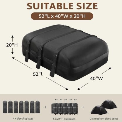 Maleta Suave de Techo Impermeable XXL de 32 Pies Cúbicos para Carro o SUV 🚗🧳 - Imagen 3