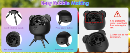 Máquina de Burbujas Automática 500ML con Rotación 180° y Batería Recargable - Imagen 11