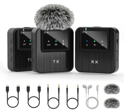 Micrófono de Solapa Inalámbrico para iPhone 16/15/14, Android, Cámara, iPad y Laptop 🎤✨ – Ideal para Grabaciones de Video, TikTok, Clases en Línea y Más