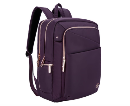 Mochila de 40.5 cm con Puerto USB y Protección RFID, Color Morado 💼🔌🧳