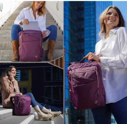 Mochila de 40.5 cm con Puerto USB y Protección RFID, Color Morado 💼🔌🧳 - Imagen 2