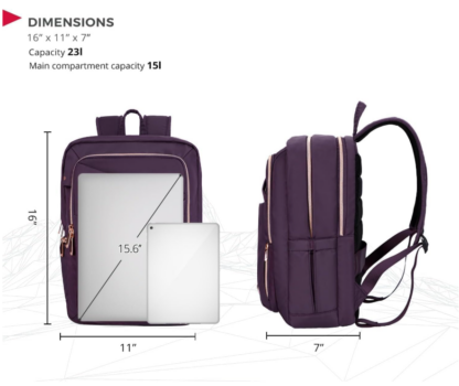 Mochila de 40.5 cm con Puerto USB y Protección RFID, Color Morado 💼🔌🧳 - Imagen 3