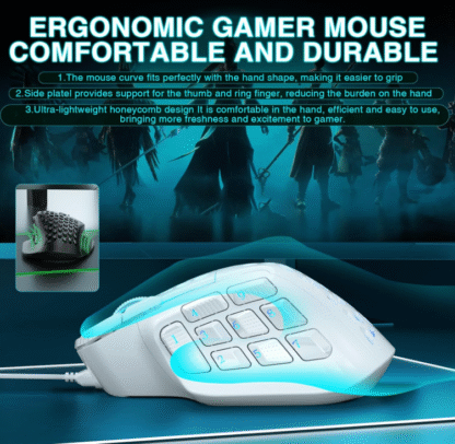 Mouse Gamer SM809 MMO con 16 Botones Programables y RGB 🎮✨ - Imagen 3