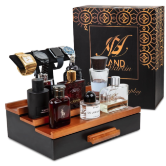 Organizador de Madera de 3 Niveles para Perfumes y Relojes para Hombre 🕰️💨