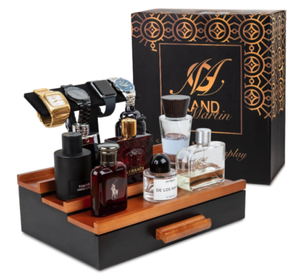 Organizador de Madera de 3 Niveles para Perfumes y Relojes para Hombre 🕰️💨