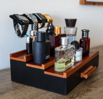 Organizador de Madera de 3 Niveles para Perfumes y Relojes para Hombre 🕰️💨 - Imagen 3