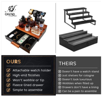 Organizador de Madera de 3 Niveles para Perfumes y Relojes para Hombre 🕰️💨 - Imagen 6