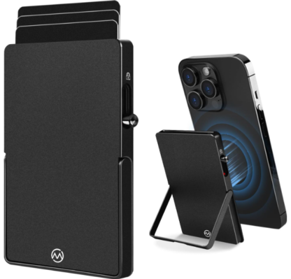 Porta Tarjetas Metálico Magnético con Soporte Ajustable para iPhone 12 a 16 📱💳✨
