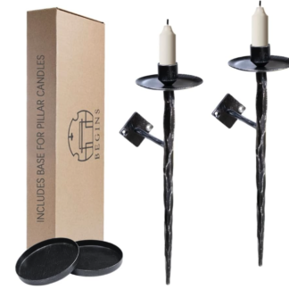 Portavelas de Pared de Acero Forjado de 30 cm – Set de 2 Candelabros Vintage Artesanales ⚒🕯️