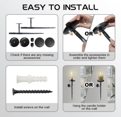 Portavelas de Pared de Acero Forjado de 30 cm – Set de 2 Candelabros Vintage Artesanales ⚒🕯️ - Imagen 4
