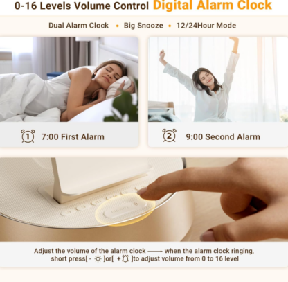 Reloj Despertador con Cargador Inalámbrico para Dormitorio 🌙🔊 Luz Nocturna, Bocina Bluetooth y Estación de Carga para iPhone y AirPods – 6 en 1 - Imagen 5