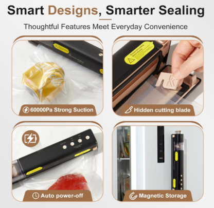🧊 Selladora al Vacío Automática 2 en 1 con 40 Bolsas Reutilizables y Base Magnética ⚡🥩 - Imagen 5