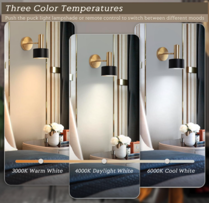 Set de 2 Lámparas/Apliques de Pared a Pilas, Negros y Dorados con Luz LED Regulable, Control Remoto y Función de Memoria 🌟🖤✨ - Imagen 3