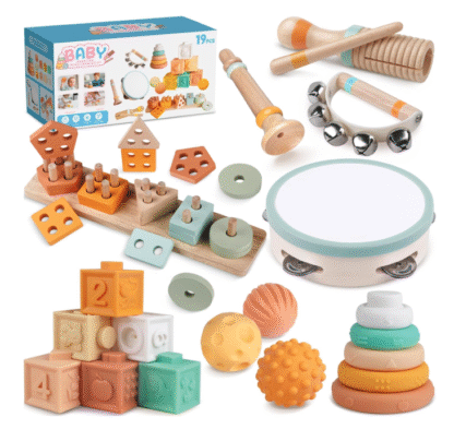 Set de Juguetes Montessori de Madera para Bebé de 1 Año – Juguetes Musicales, Sensoriales y Educativos 🎵🧩👶