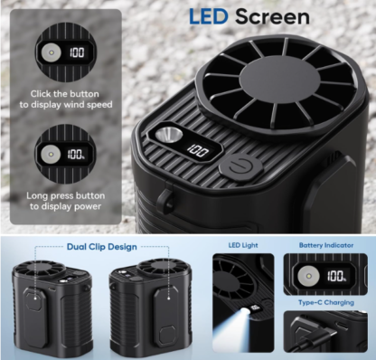 Ventilador Portátil de Cintura con 10 Velocidades, Luz LED y Power Bank de 10000mAh 💨🔋💡 - Imagen 7