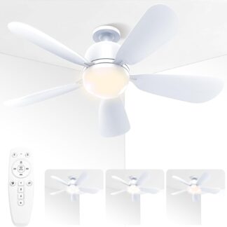 Ventilador de Techo de 24 pulgadas para Socket con Luz LED Regulable y Control Remoto 🌬️💡