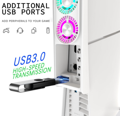 Ventilador de Enfriamiento para PS5 Slim con LED de 7 Colores y Puerto USB 3.0 🌈🎮 - Imagen 2