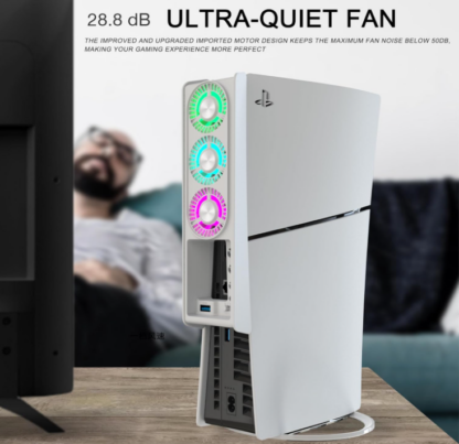 Ventilador de Enfriamiento para PS5 Slim con LED de 7 Colores y Puerto USB 3.0 🌈🎮 - Imagen 5