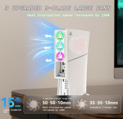 Ventilador de Enfriamiento para PS5 Slim con LED de 7 Colores y Puerto USB 3.0 🌈🎮 - Imagen 7