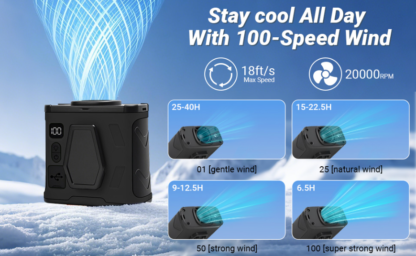 Ventilador Portátil con Clip para la Cintura y 100 Velocidades 🌬️🔋🧰 - Imagen 9