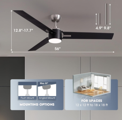 Ventilador de Techo de 56” con Luz LED Regulable, Control Remoto y App 📱💡🌬️ - Imagen 14