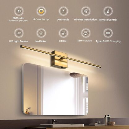 Apliques Dorados Recargables con Control Remoto - Set de 2 ✨💡 - Imagen 3