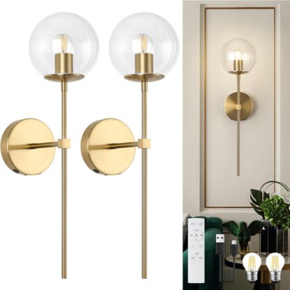 Apliques de Pared Recargables con Globo de Vidrio (Set de 2) 💡✨