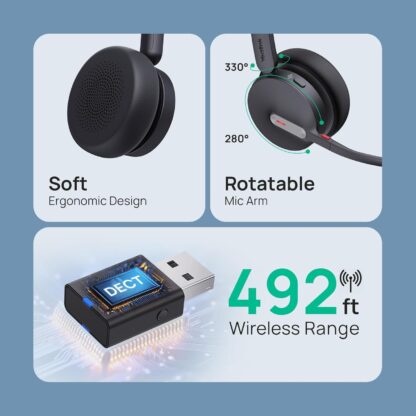 Audífono inalámbrico profesional con micrófono y base de carga 🎧📞 - Imagen 4