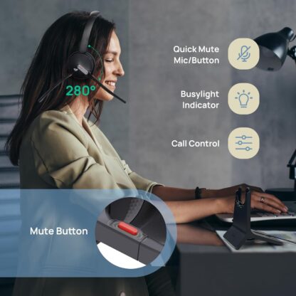 Audífono inalámbrico profesional con micrófono y base de carga 🎧📞 - Imagen 6