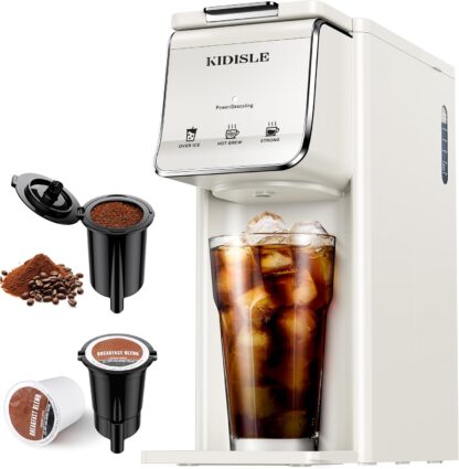 Cafetera Individual 2 en 1 para Café Caliente o Frío, Compatible con Cápsulas y Café Molido, Compacta y Rápida con Filtro Reutilizable ☕❄️