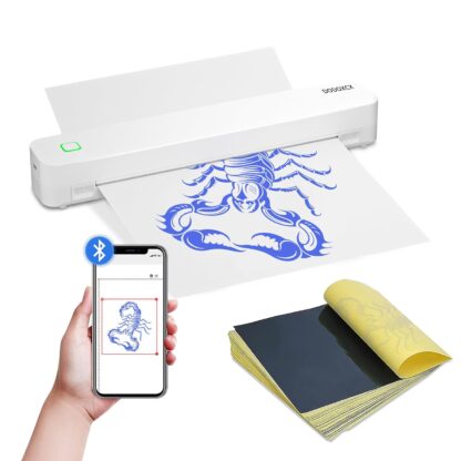 Impresora de Plantillas para Tatuajes Inalámbrica con Bluetooth y 10 Hojas de Papel Transfer 🌟🖨️