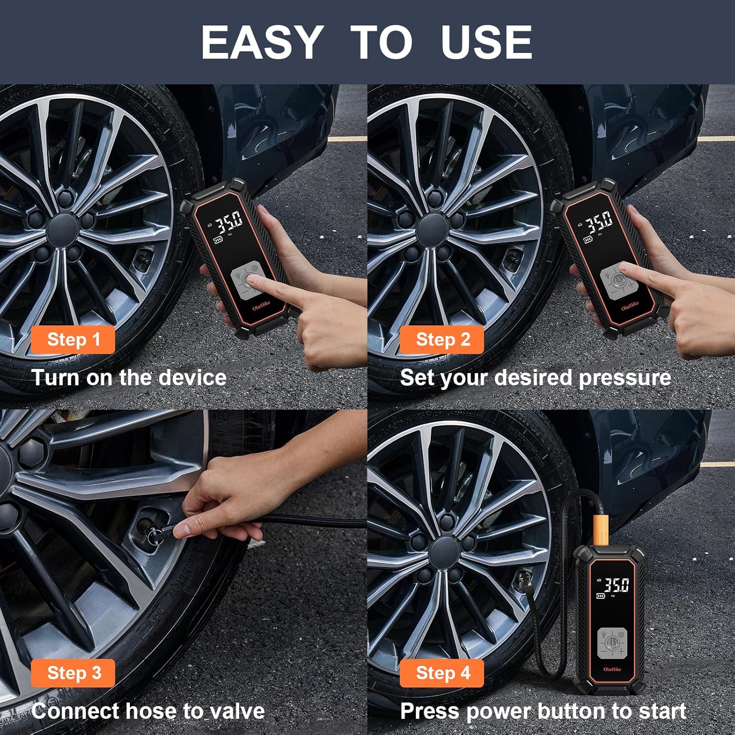 Inflador de Llantas Portátil 150 PSI con Pantalla Digital y Luz LED 🚗🔋 - Imagen 7