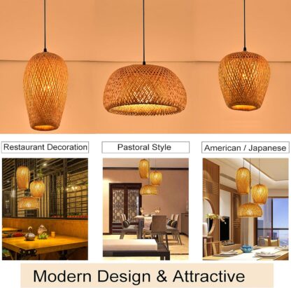 Lámpara Colgante de Bambú Estilo Japonés Retro 🌿💡🏮 - Imagen 9