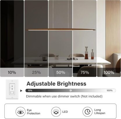 Lámpara Colgante de Madera 110 cm con Luz LED Regulable 🌟💡✨ - Imagen 3