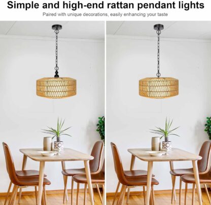 Lámpara Colgante de Rattan 3 Luces Estilo Boho para Cocina y Comedor 🌿✨ - Imagen 4