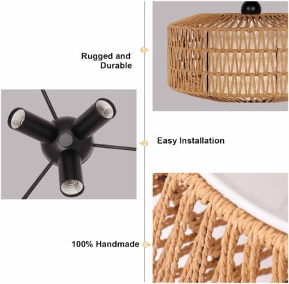 Lámpara Colgante de Rattan 3 Luces Estilo Boho para Cocina y Comedor 🌿✨ - Imagen 7
