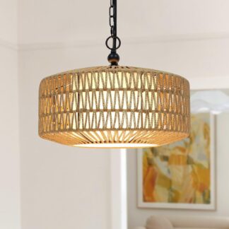 Lámpara Colgante de Rattan 3 Luces Estilo Boho para Cocina y Comedor 🌿✨