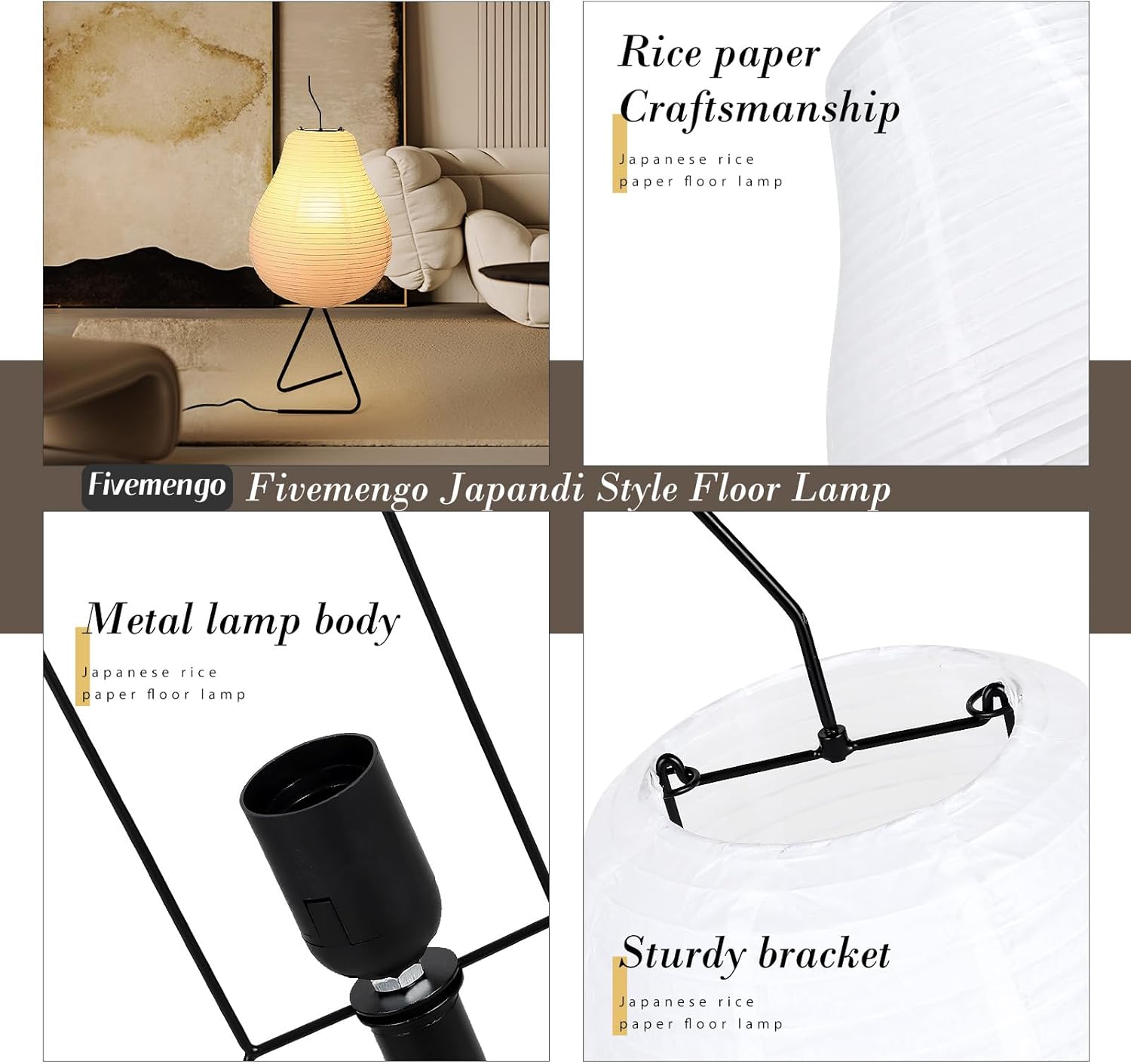 Lámpara de Piso Japandi de Papel de Arroz para Ambientes Acogedores ✨🪔 - Imagen 3