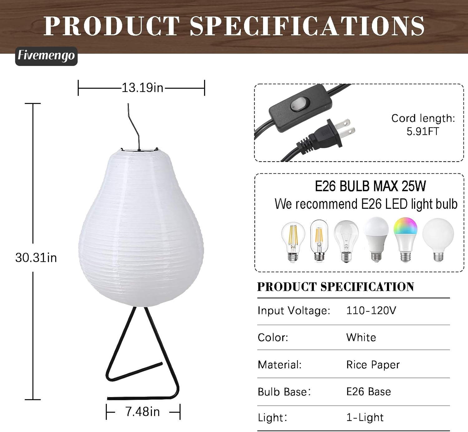 Lámpara de Piso Japandi de Papel de Arroz para Ambientes Acogedores ✨🪔 - Imagen 4