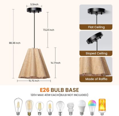 Lámpara de techo tejida a mano de 40 cm con estilo tropical 🌴💡 - Imagen 4