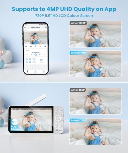 Monitor de Bebé de 5.5 pulgadas con 2 Cámaras UHD y Detección Inteligente 🍼👶📷 - Imagen 8