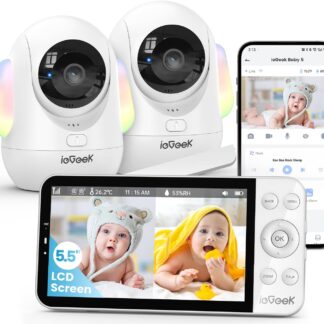 Monitor de Bebé de 5.5 pulgadas con 2 Cámaras UHD y Detección Inteligente 🍼👶📷